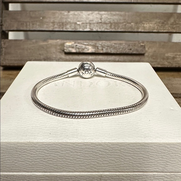 Pandora great shape s925 ALE Moments ball circle clasp snake chain bracelet - Picture 3 of 5